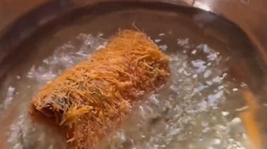 Crispy leftover roti rolls stuffed with potato filling and coated in vermicelli